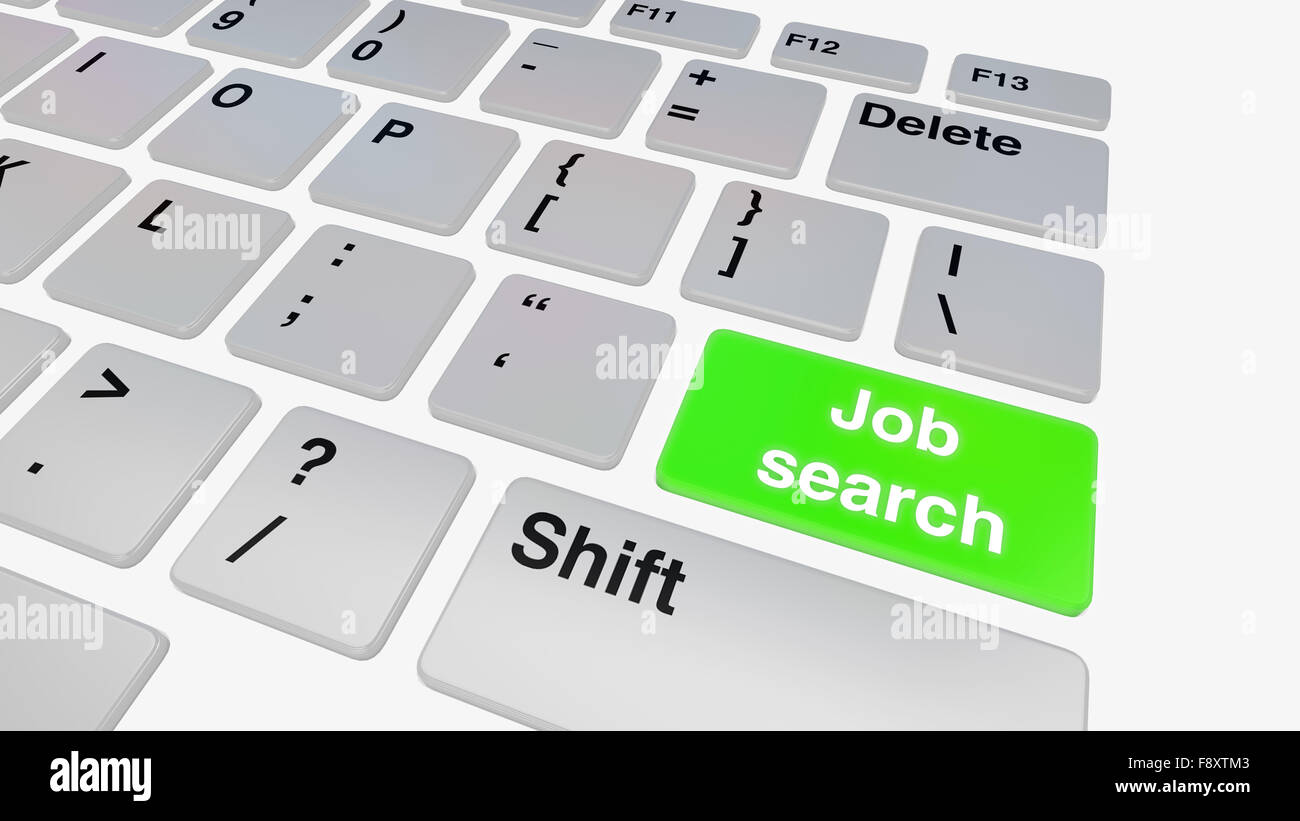 Keyboard with green job search enter key illustration Stock Photo