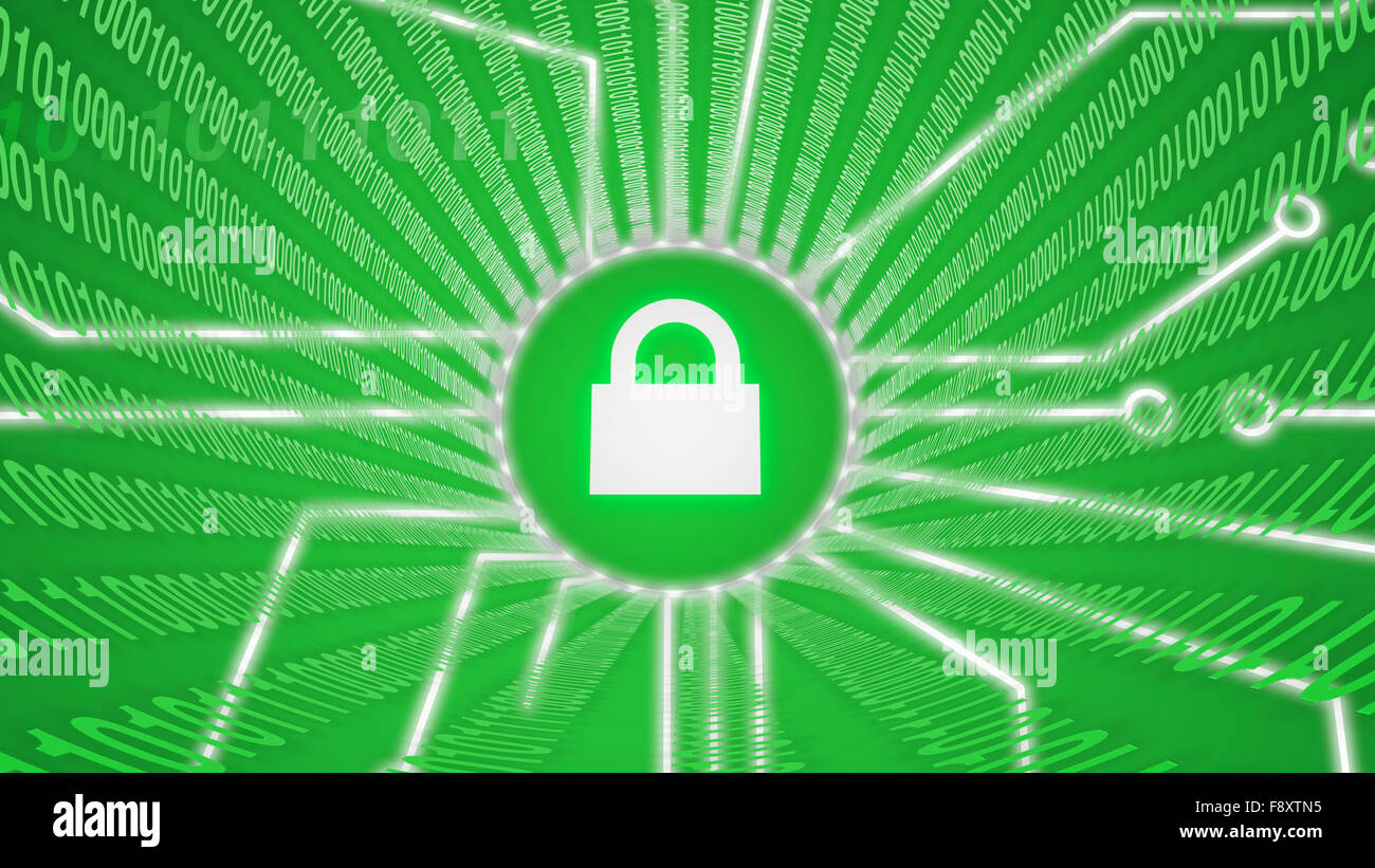 Internet security green lock illustration Stock Photo