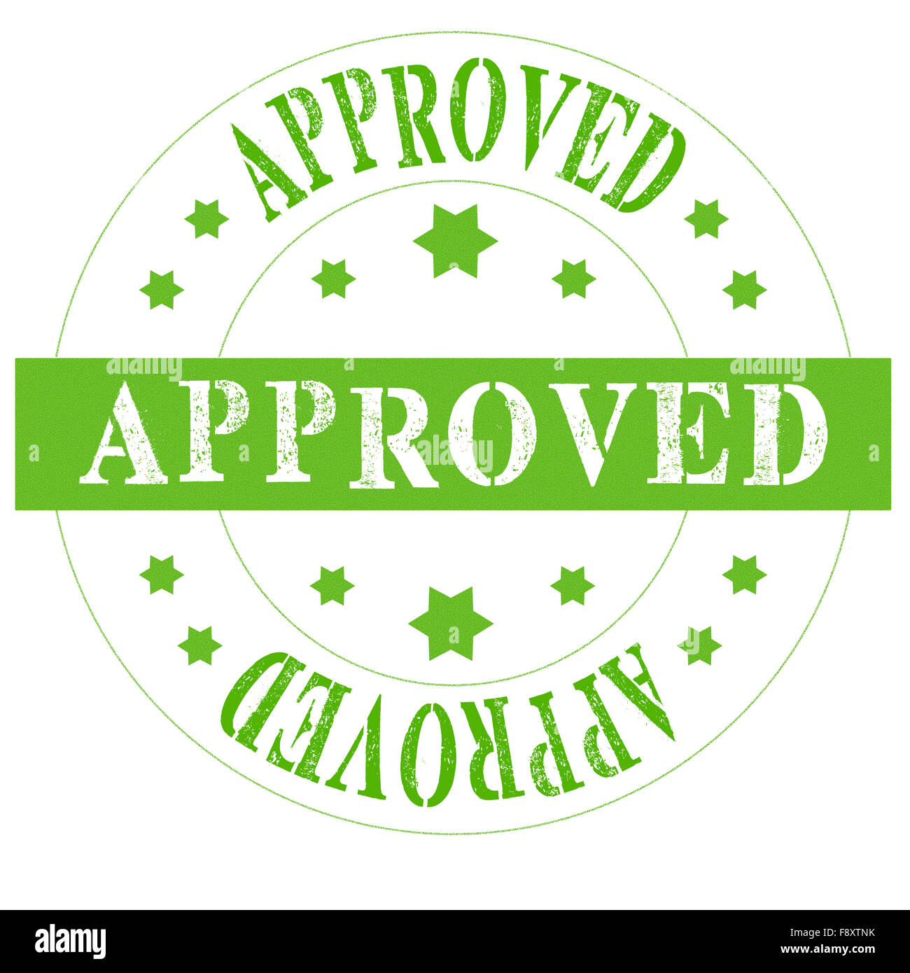 Green seal approved on white background Stock Photo