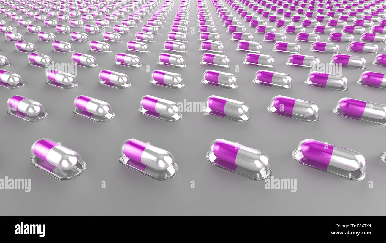 Endless row of pills illustration Stock Photo