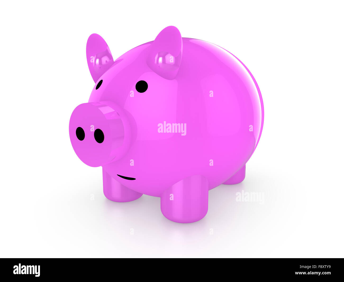 Pink piggy bank on white Stock Photo