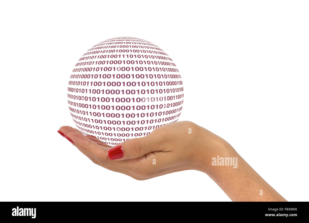 Woman's hand holding a digital ball Stock Photo