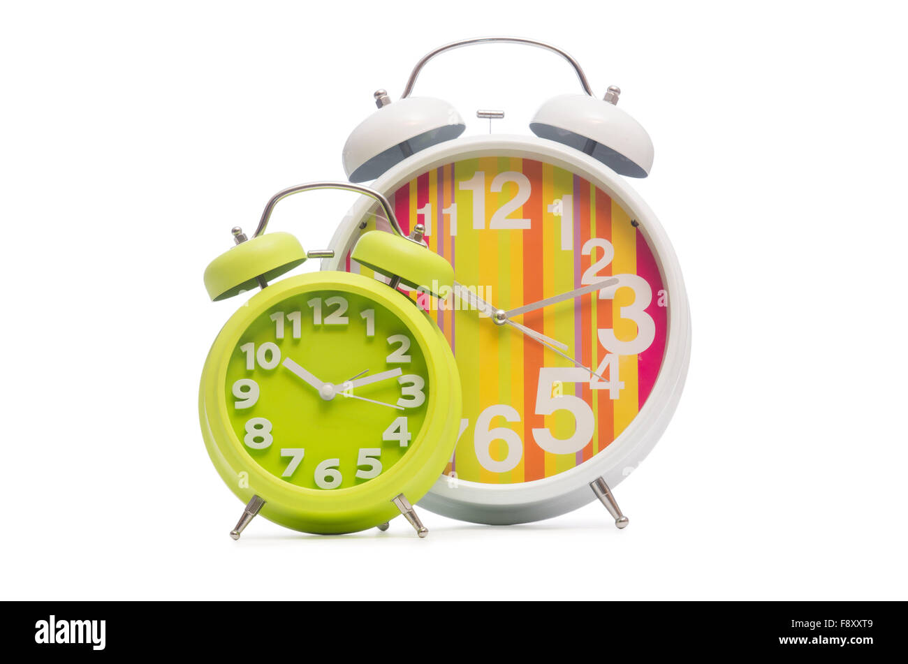 Alarm clock isolated on the white background Stock Photo - Alamy