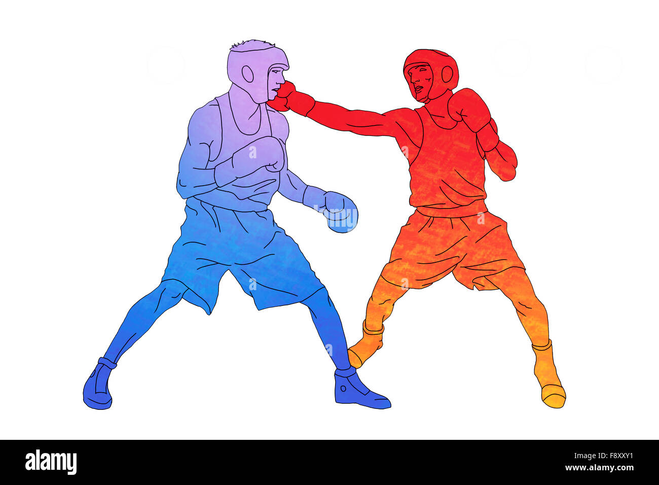 Red and blue boxers on white background. Sport episode Stock Photo Alamy