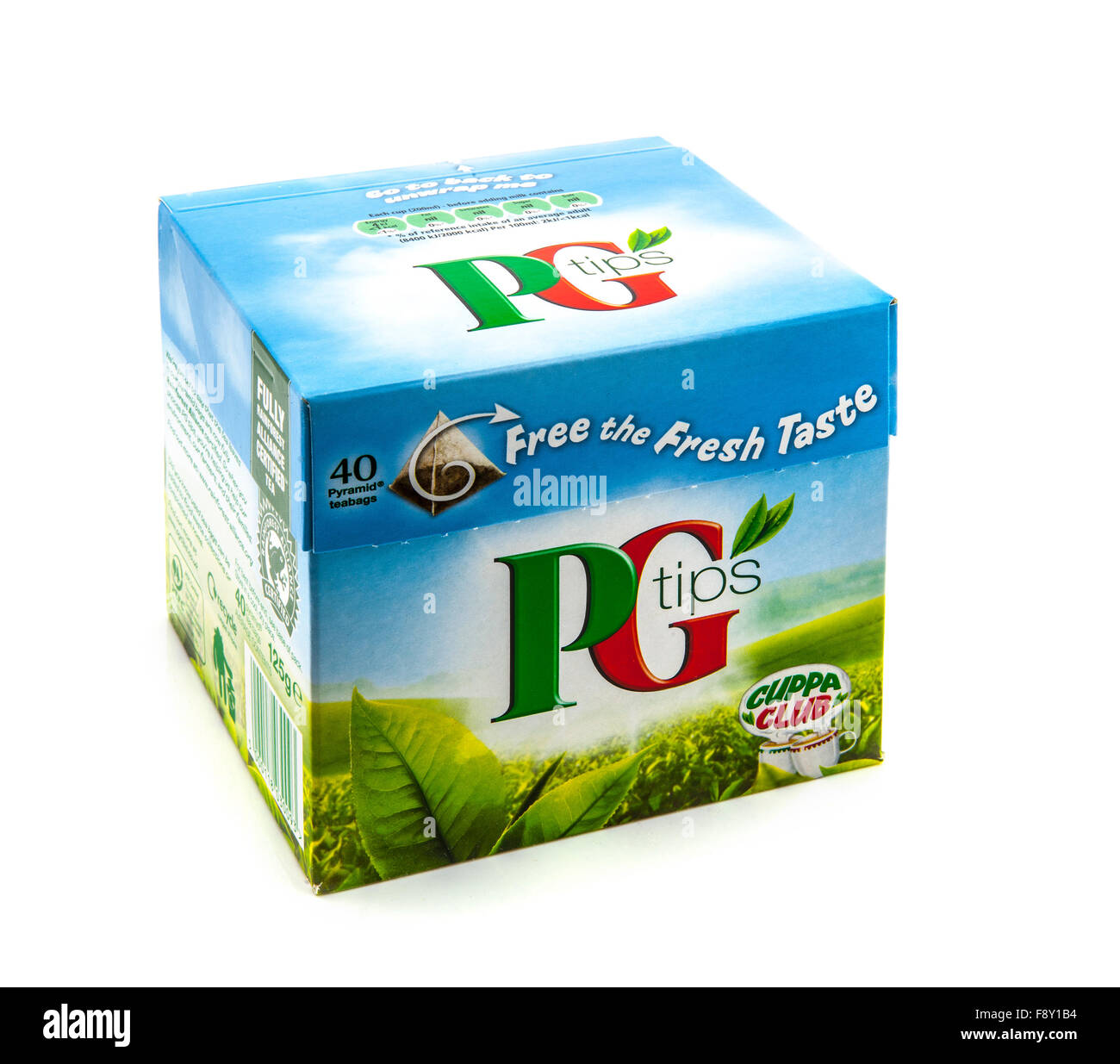 Box of PG tea bags on a white background Stock Photo