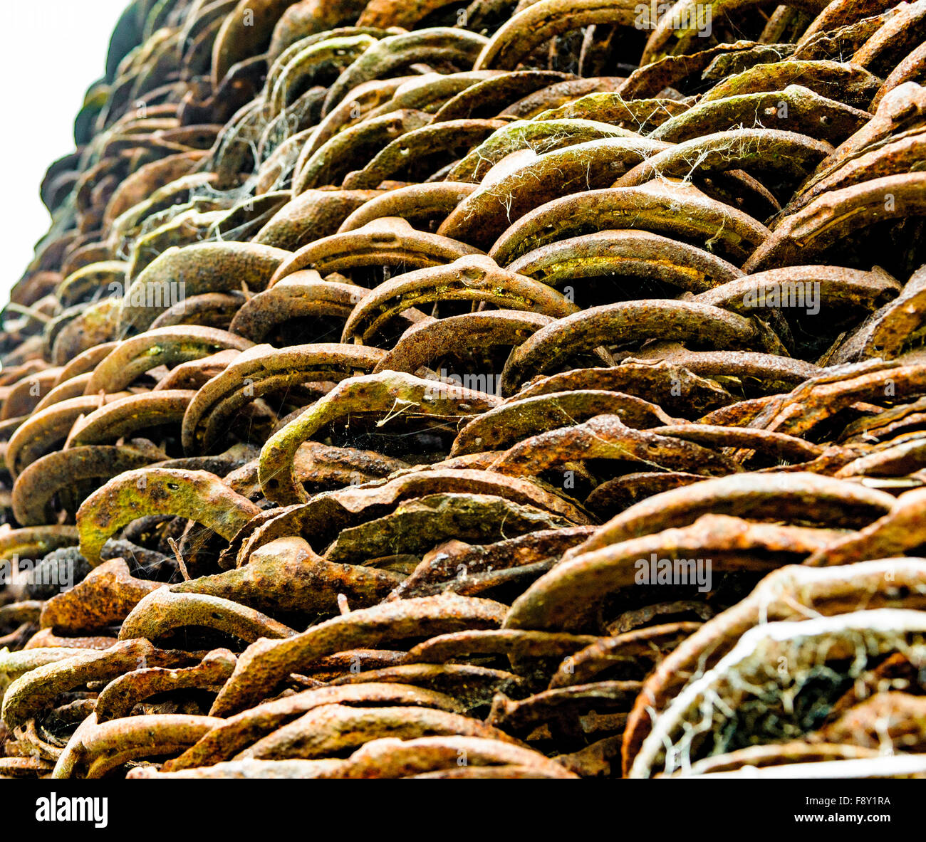 The world's largest stack of worn horseshoes - Scarrington, Nottingham, England Stock Photo