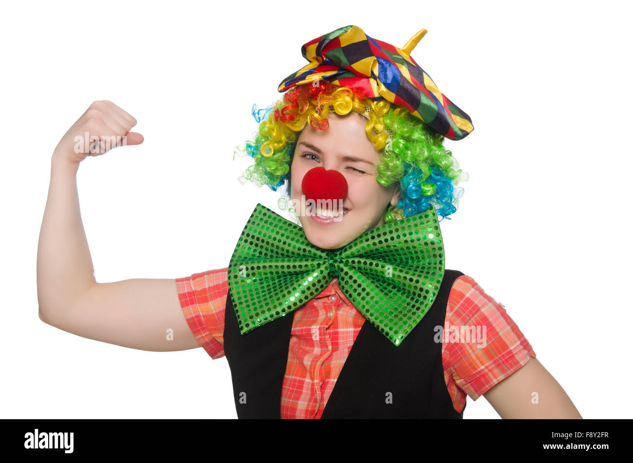 Female clown isolated on white Stock Photo - Alamy