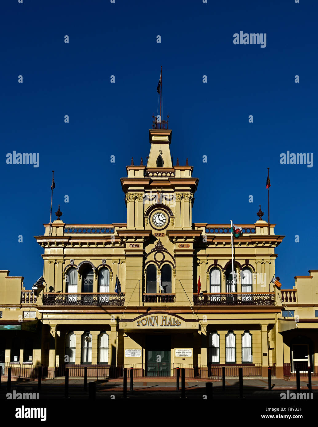 historic town hall in main street, glen innes, new england, new south