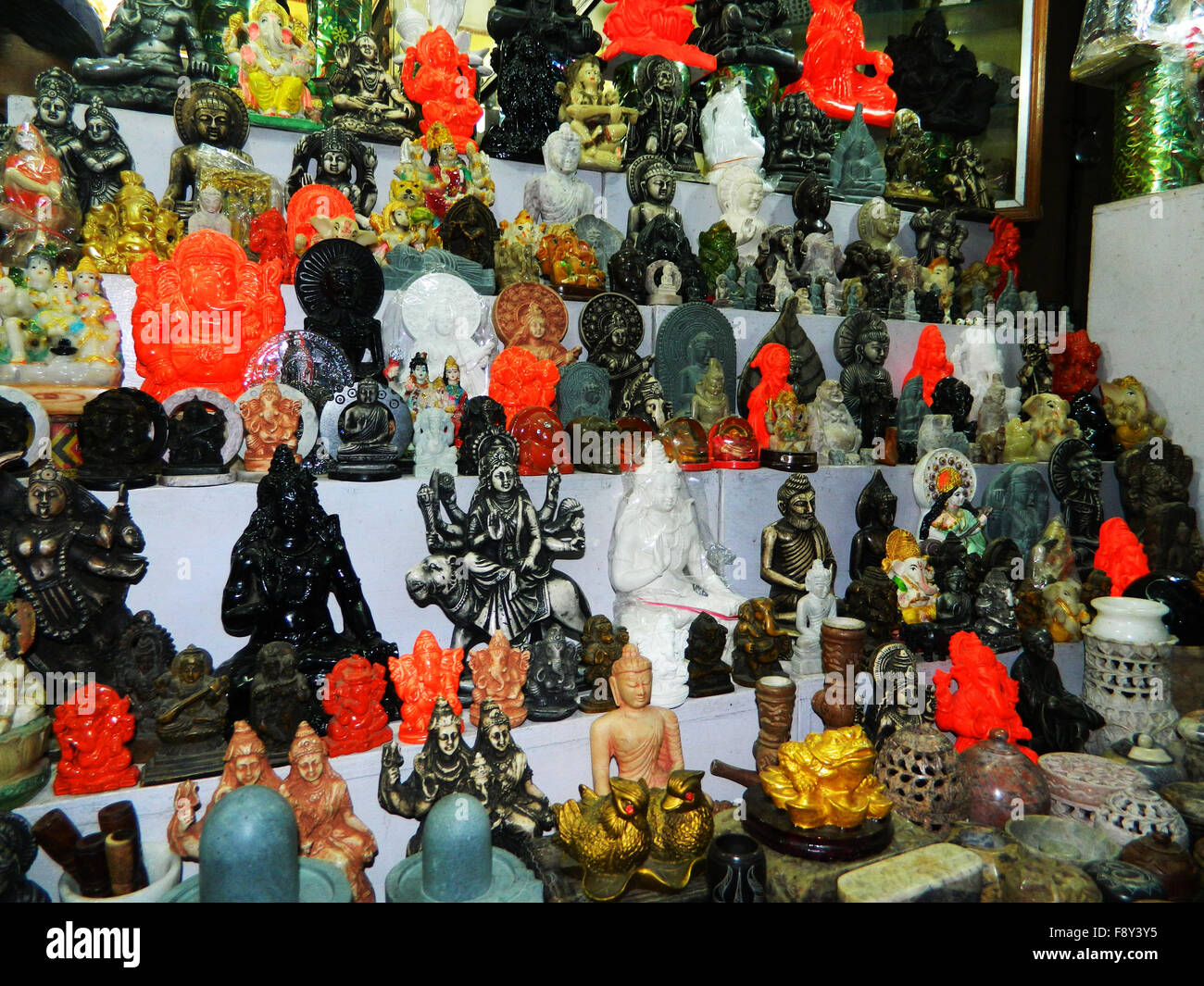 Hundreds of Idols for sale in a Shop in India Stock Photo