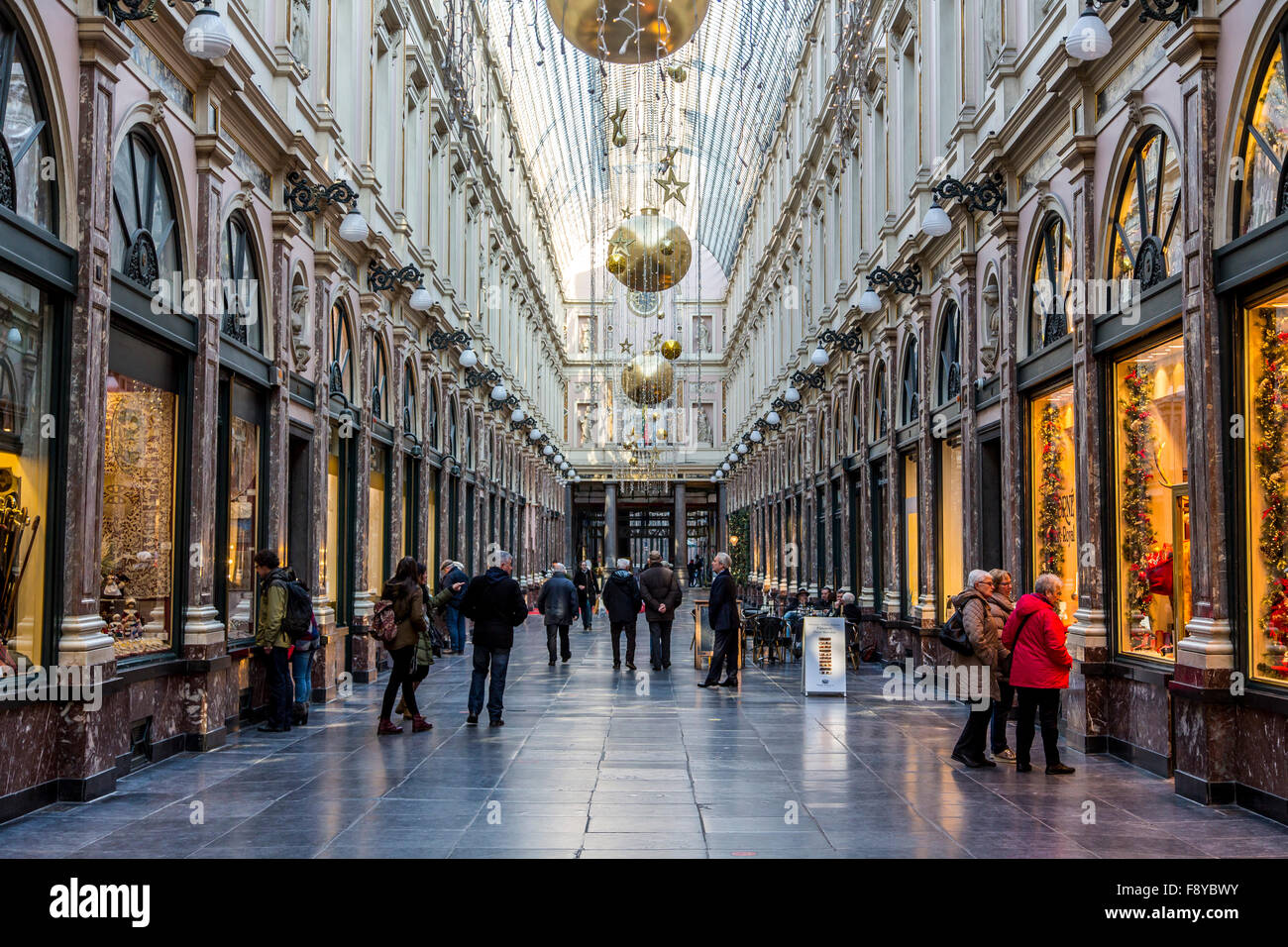 Historic shopping mall in the old town,  Galerie de la Reine, Brussels, Belgium, Stock Photo