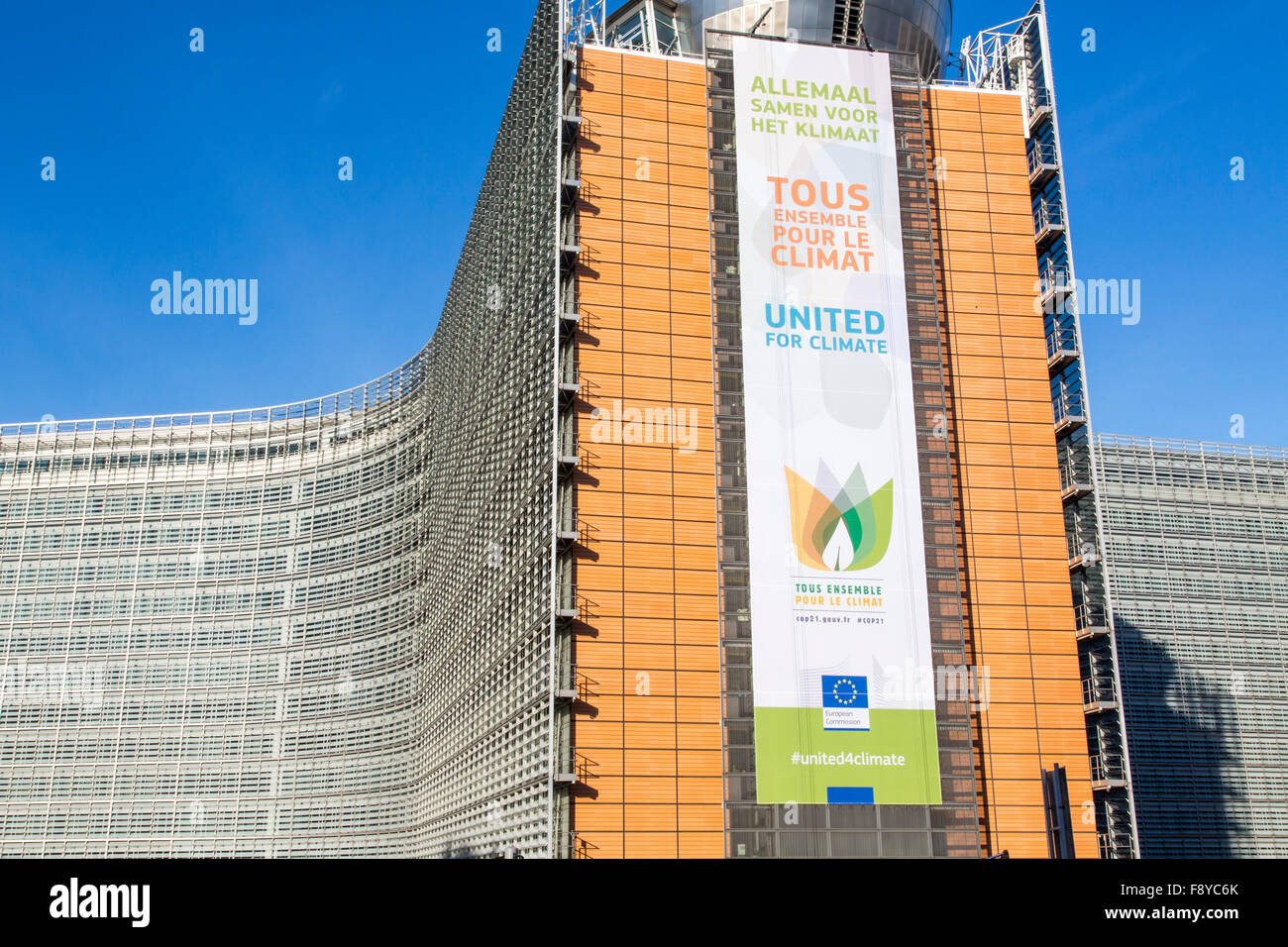 EU government district, building of the European Commission, Brussels, Berlaymont building, Stock Photo