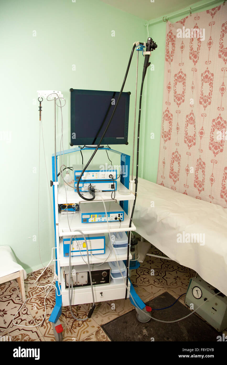 Interior with endoscope equipment in medical clinic Stock Photo
