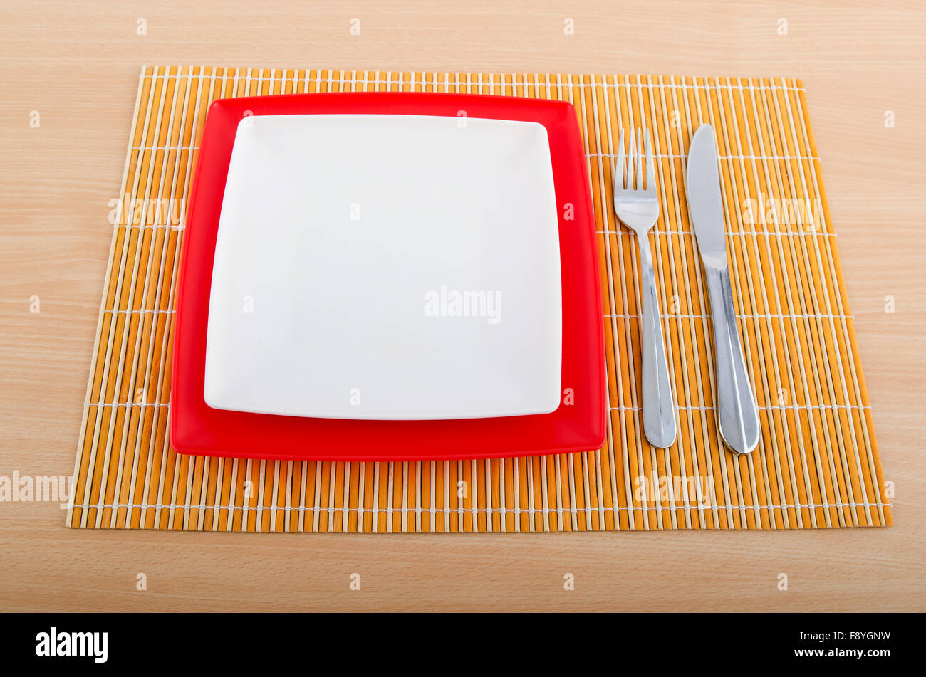 Table setting with knife and fork Stock Photo - Alamy