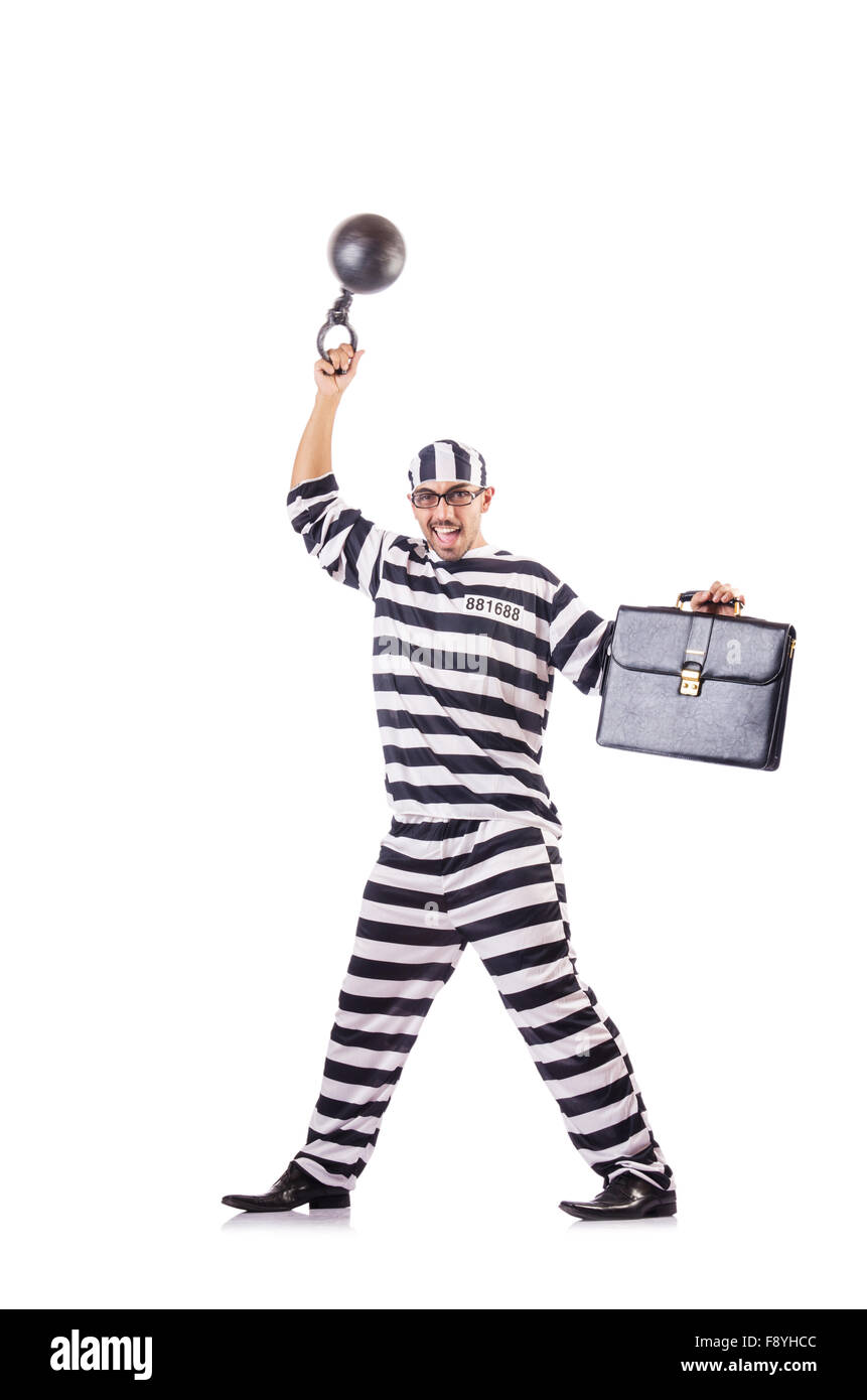 Convict criminal in striped uniform Stock Photo