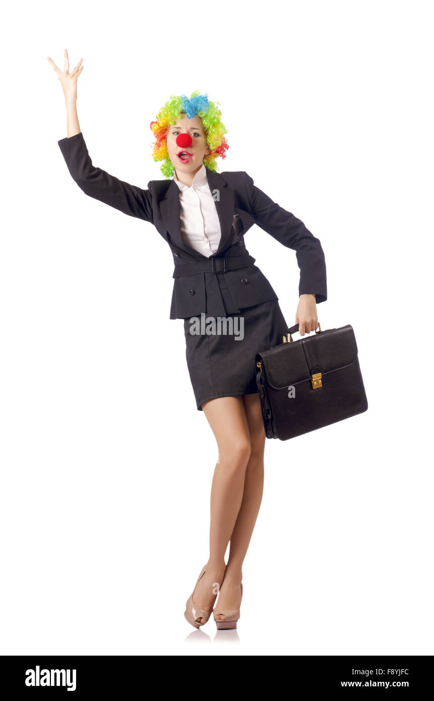 Woman clown in business suit Stock Photo - Alamy