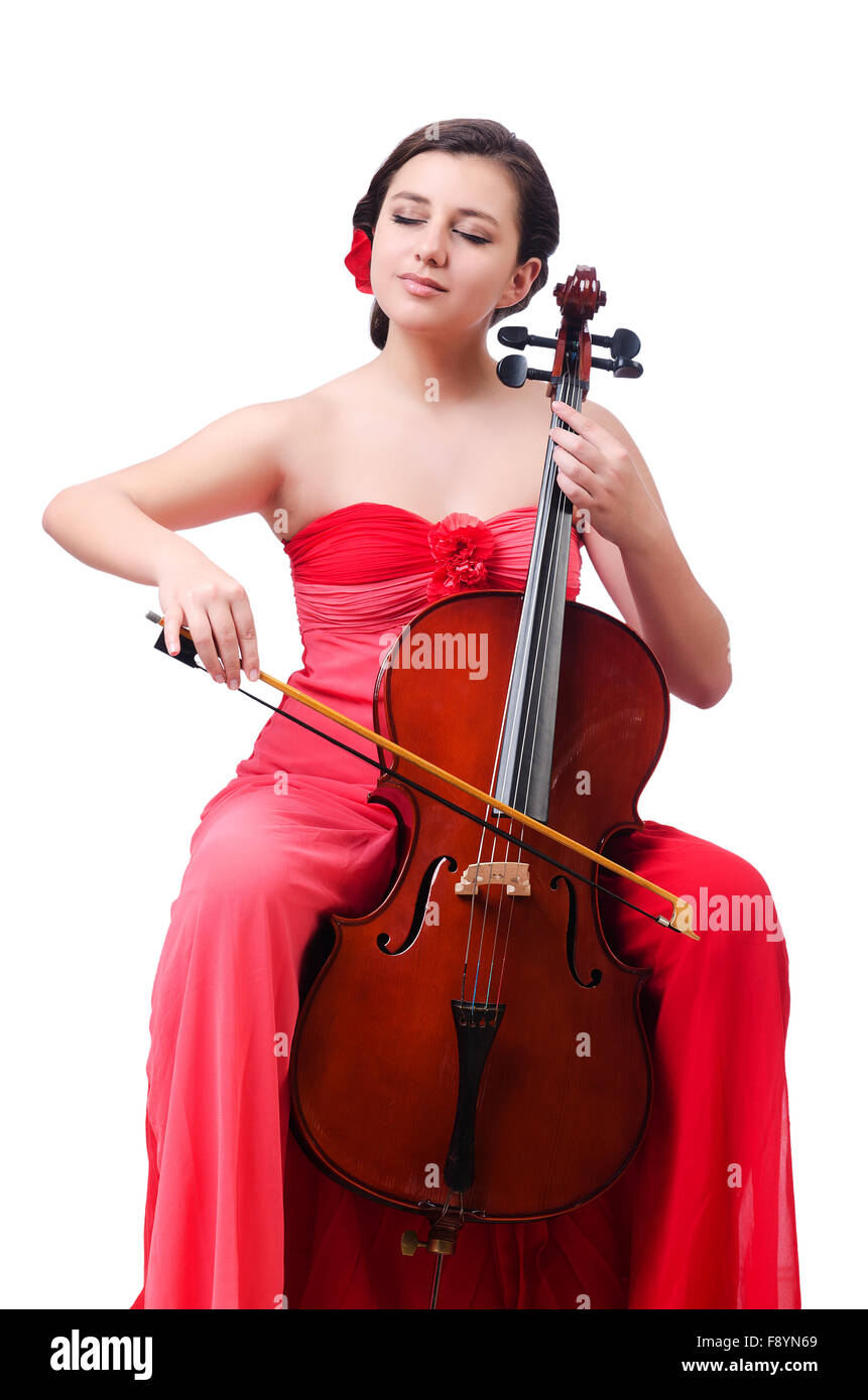 Young girl with violin on white Stock Photo - Alamy