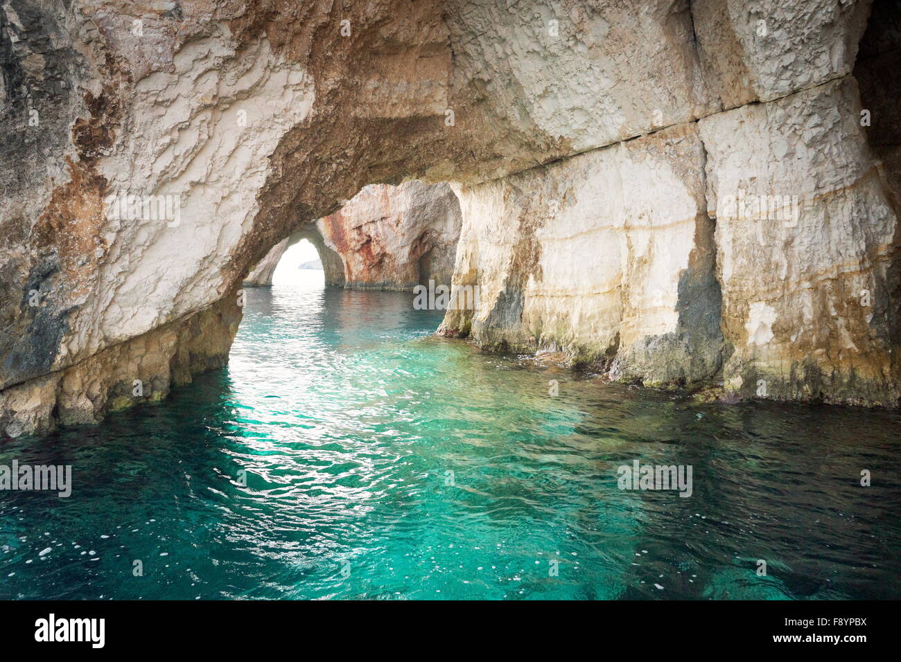 Greece - Zakynthos Island, Blue Caves Stock Photo