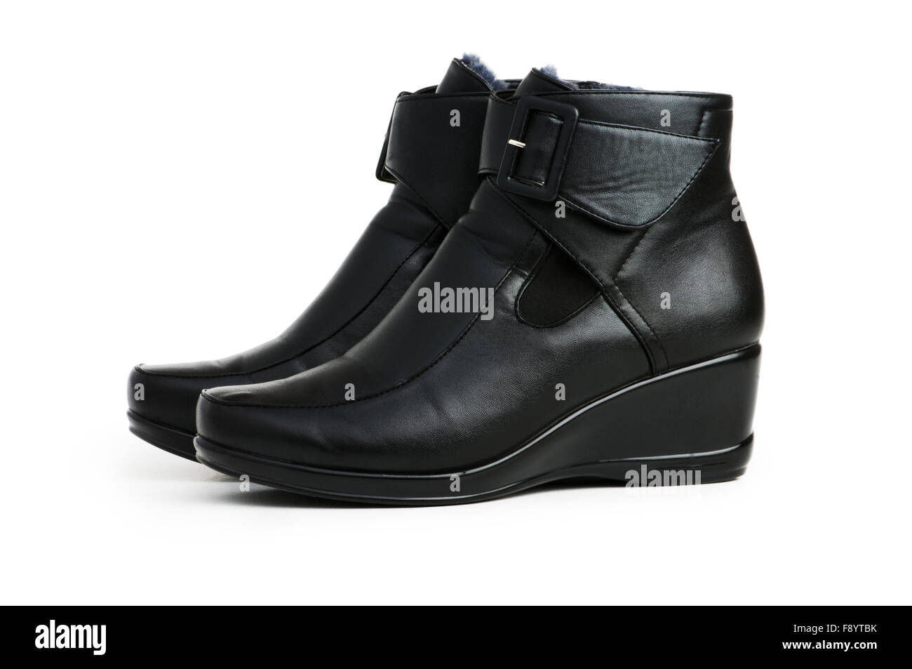 Black boots isolated on the white background Stock Photo - Alamy