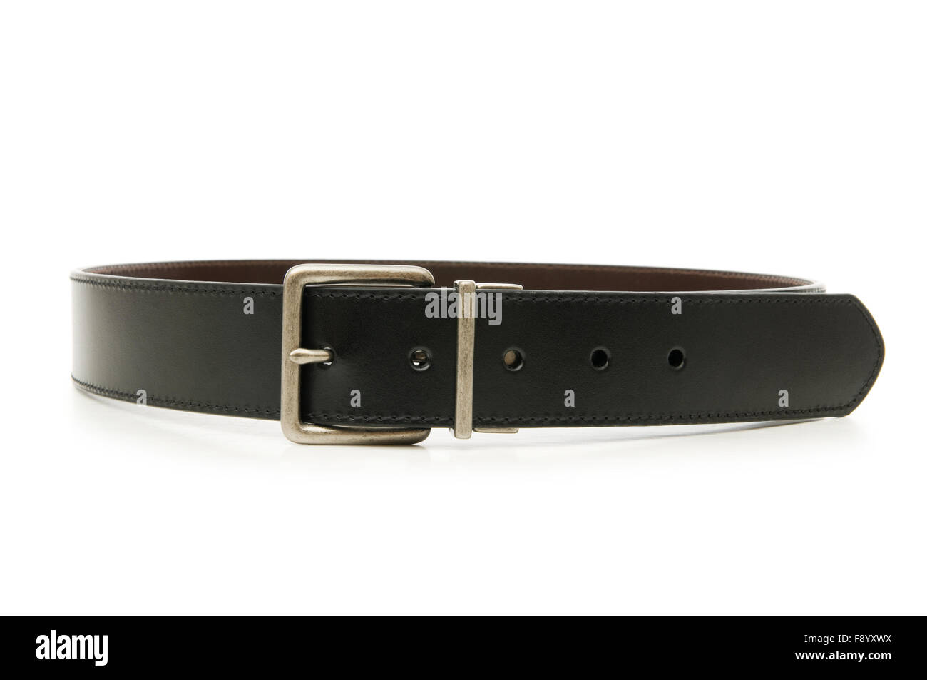 Leather belt isolated on the white background Stock Photo - Alamy