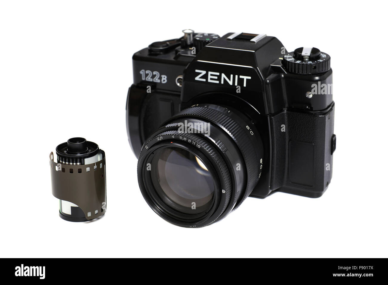 Zenit-122B is a Russian SLR camera with lens JUPITER 9 MS for use with 35 mm film Stock Photo