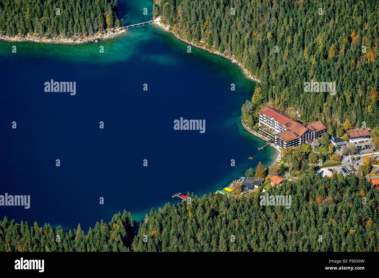 View Of Eibsee Lake And Eibsee Hotel From Zugspitze Grainau 