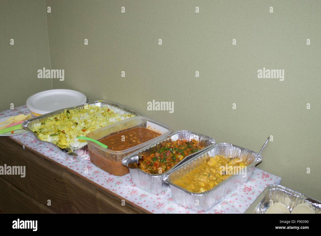 Indian cooking: curry, sweet, baby food, fried rice, cheese curry, snaks Stock Photo