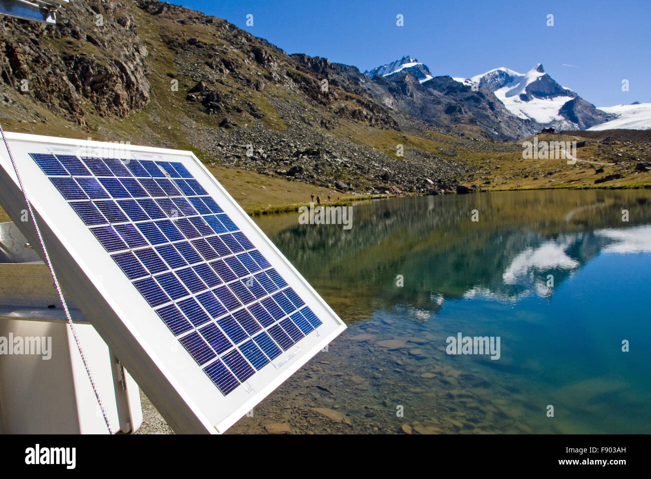 Solar technology in the alps Stock Photo - Alamy