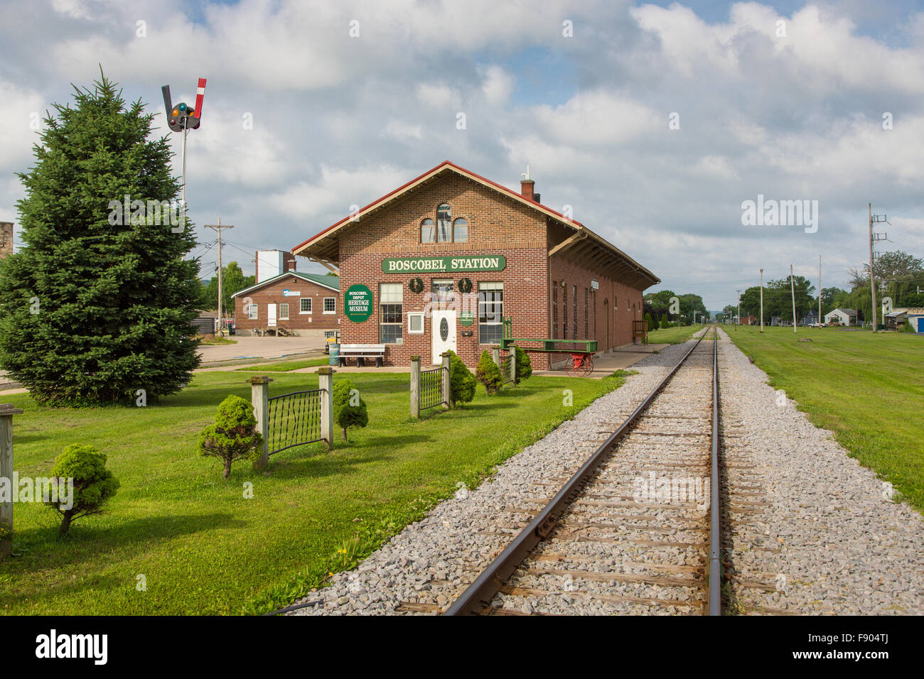 The old Depot railroad station in Boscobel Wisconsin Stock Photo