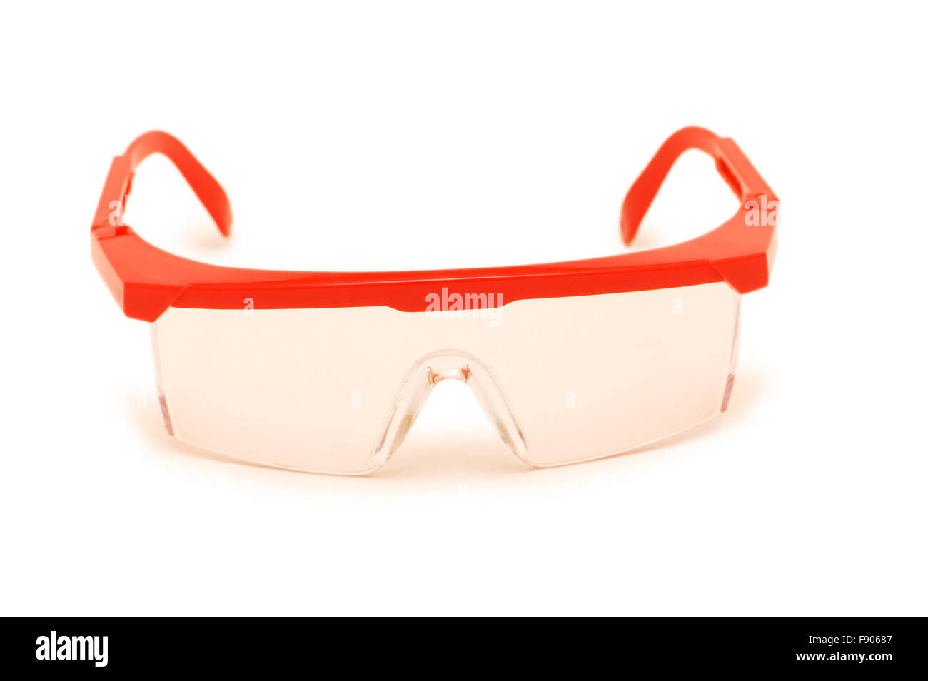 Red safety glasses isolated on the white background Stock Photo Alamy
