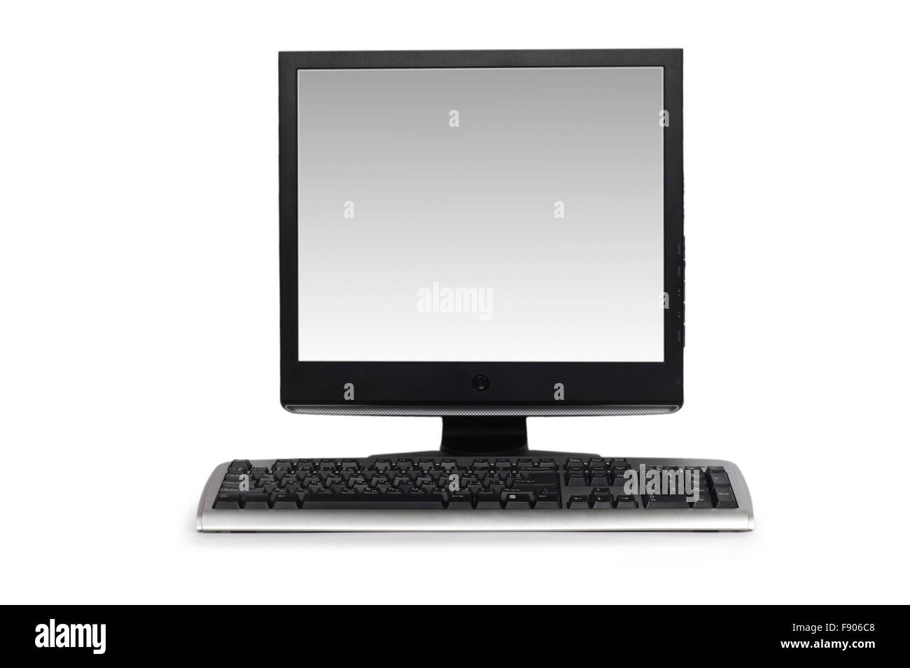 Computer with flat screen isolated on white Stock Photo - Alamy