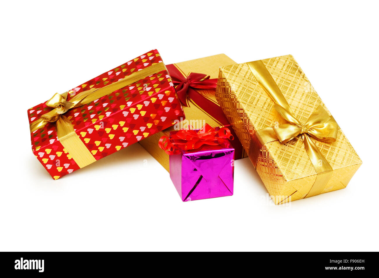 Gift boxes isolated on the white background Stock Photo - Alamy