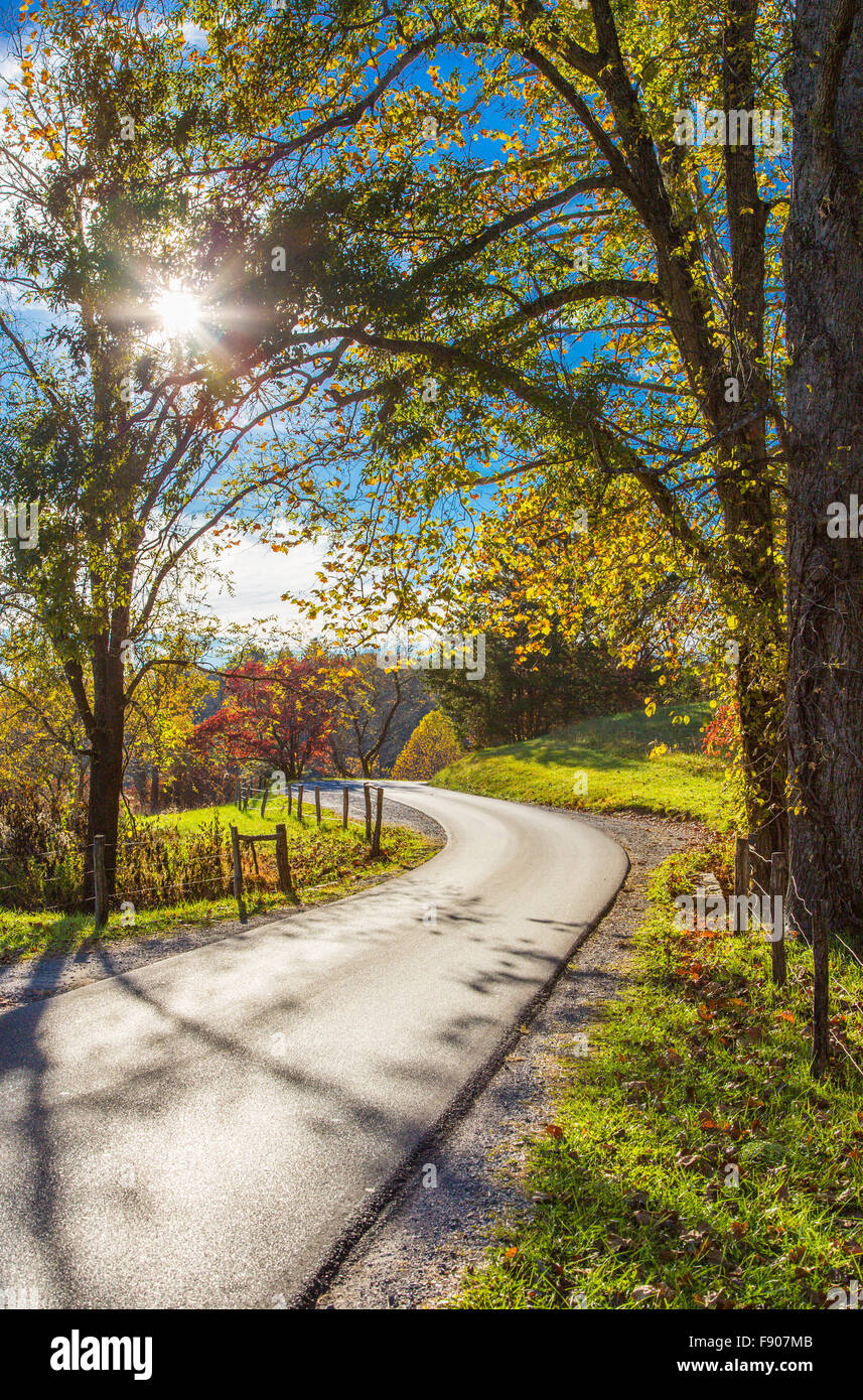Cades Cove Road in Great Smoky Mountains National Park Tennessee Stock Photo