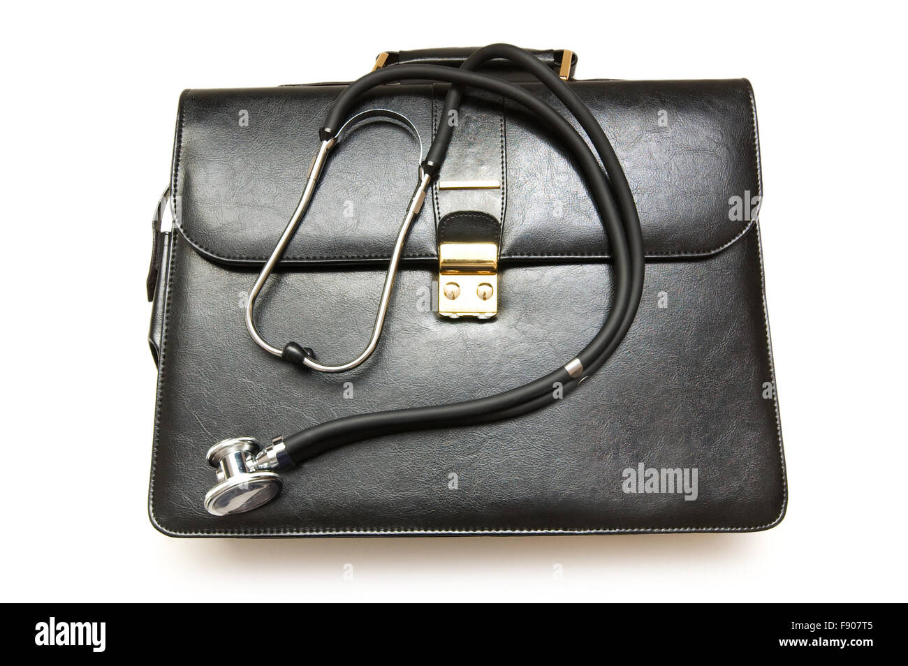 Doctors' case with stethoscope isolated on white Stock Photo Alamy