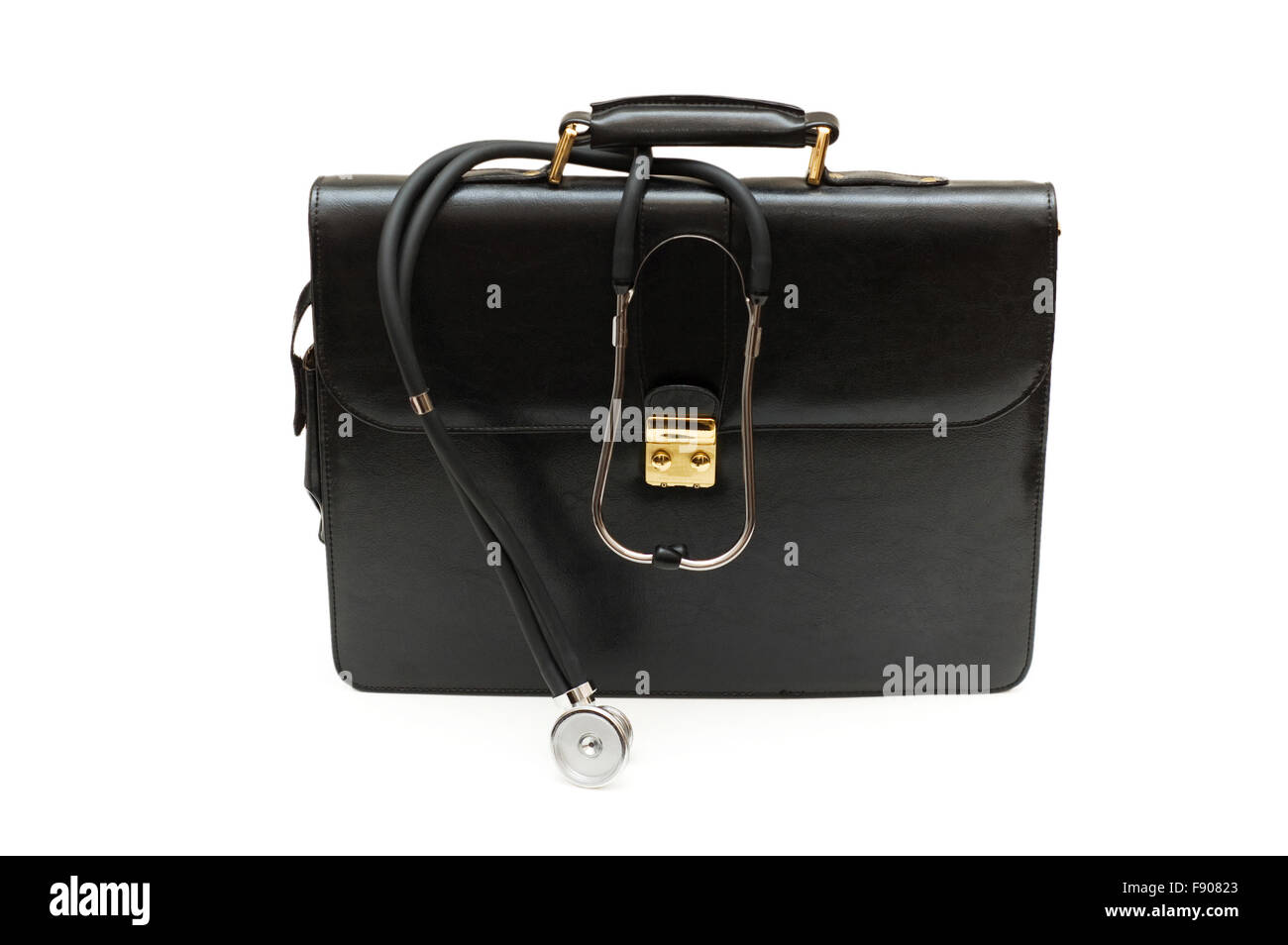 Doctors' case with stethoscope isolated on white Stock Photo Alamy