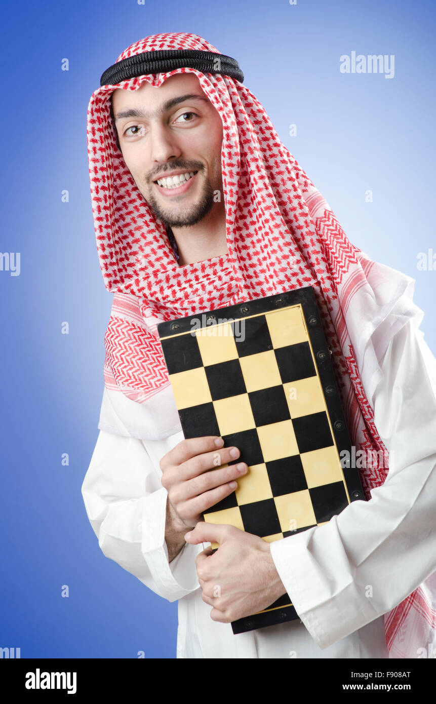 Chess player playing his game Stock Photo