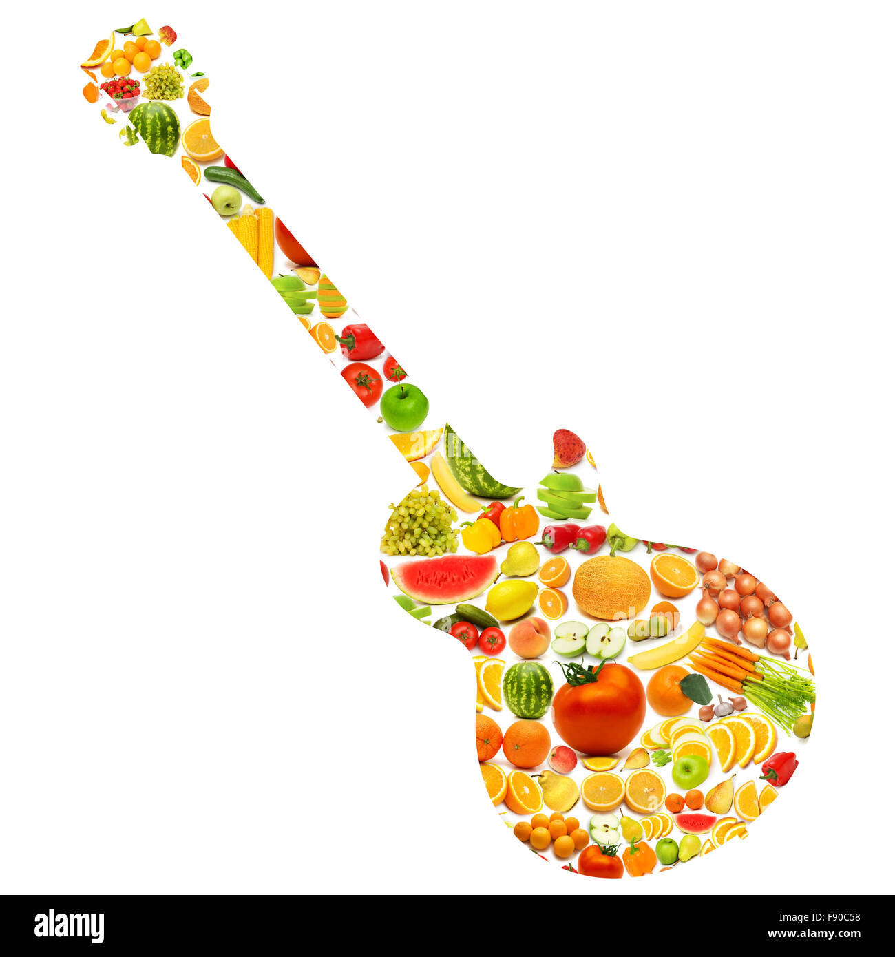 Silhoette made from various fruits and vegetables Stock Photo - Alamy