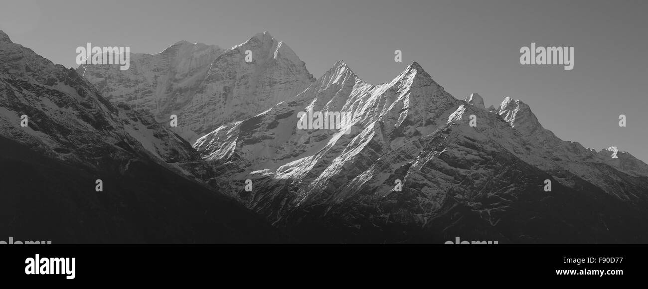 Mt Kusum Kanguru and other high mountains in the Everest Region Stock Photo