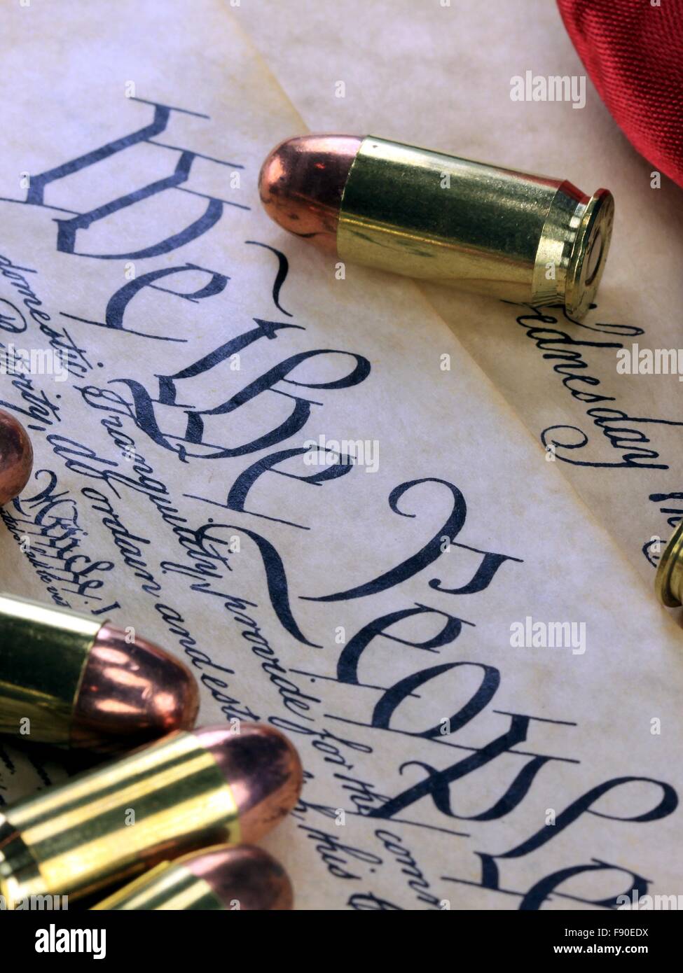 Ammunition on US Constitution The Right to Bear Arms Stock Photo Alamy