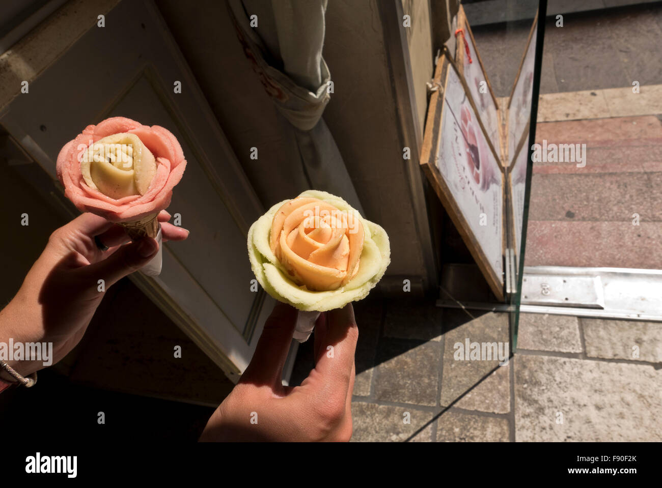 Ice cream in a rose flower shape, Budapest, Hungary Stock Photo Alamy