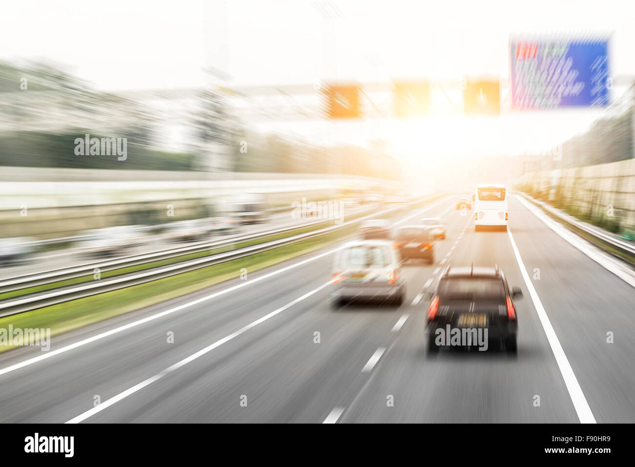 Traffic on the high way. Stock Photo