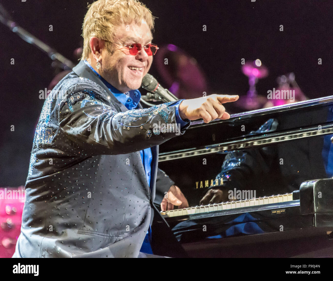 Geelong Australia 12/12/2015 Sir Elton John rocks audience of thousands at Mt Duneed Vineyard outdoor concert. Stock Photo