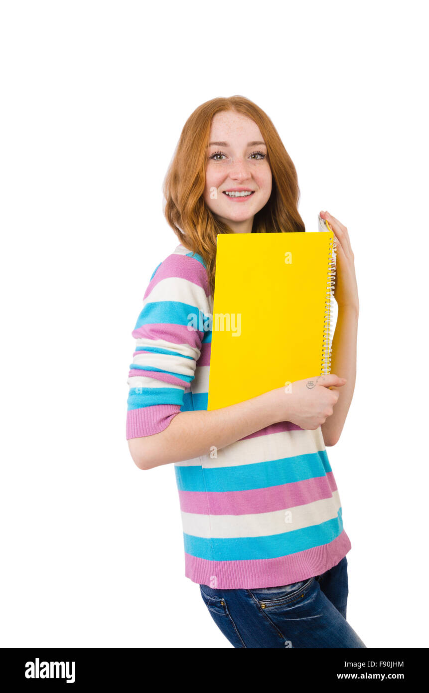 Young student with books isolated on white Stock Photo - Alamy