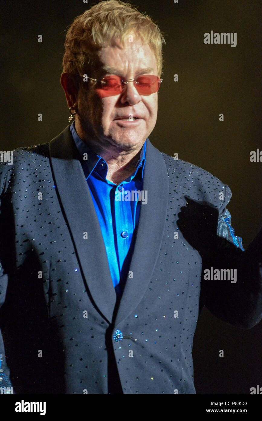 Geelong Australia 12/12/2015 Sir Elton John rocks audience of thousands at Mt Duneed Vineyard outdoor concert. Stock Photo