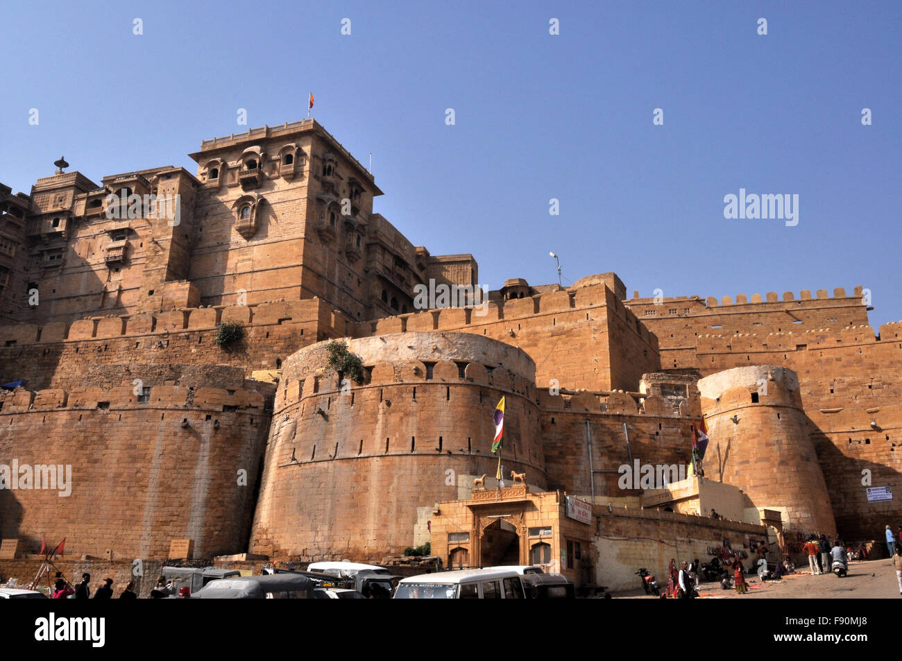 Beauty of famous Jaisalmer Fort attracts both indians and foreign tourists from all over the world, Jaisalmer, Rajasthan, india. Stock Photo