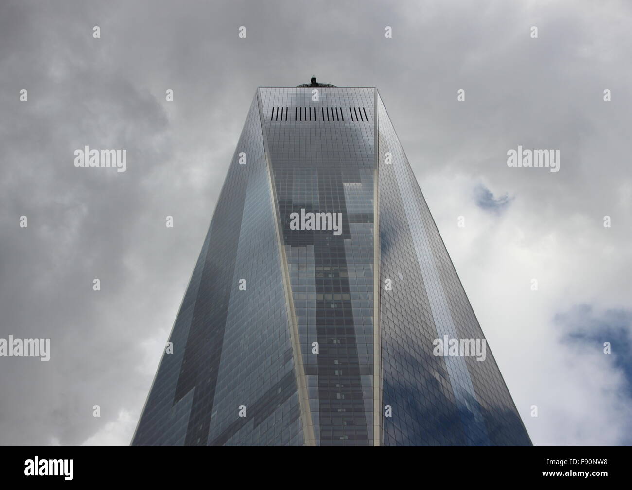 Freedom Tower One World Trade Center New York with Dramatic Clouds Stock Photo