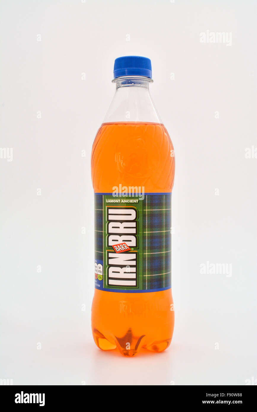Bottle of IrnBru with tartan clan label Stock Photo Alamy