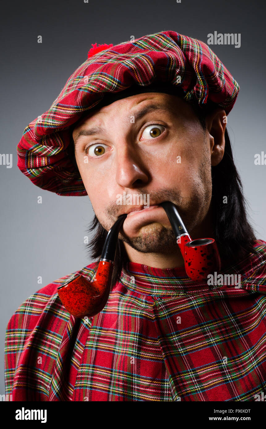 Funny scotsman with smoking pipe Stock Photo Alamy