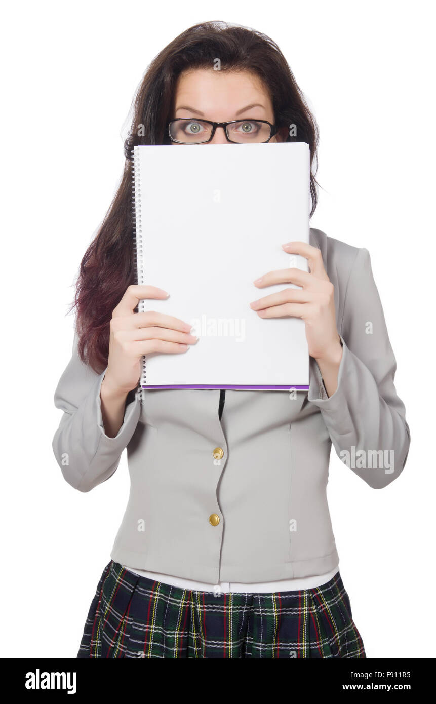 Young student isolated on the white background Stock Photo - Alamy