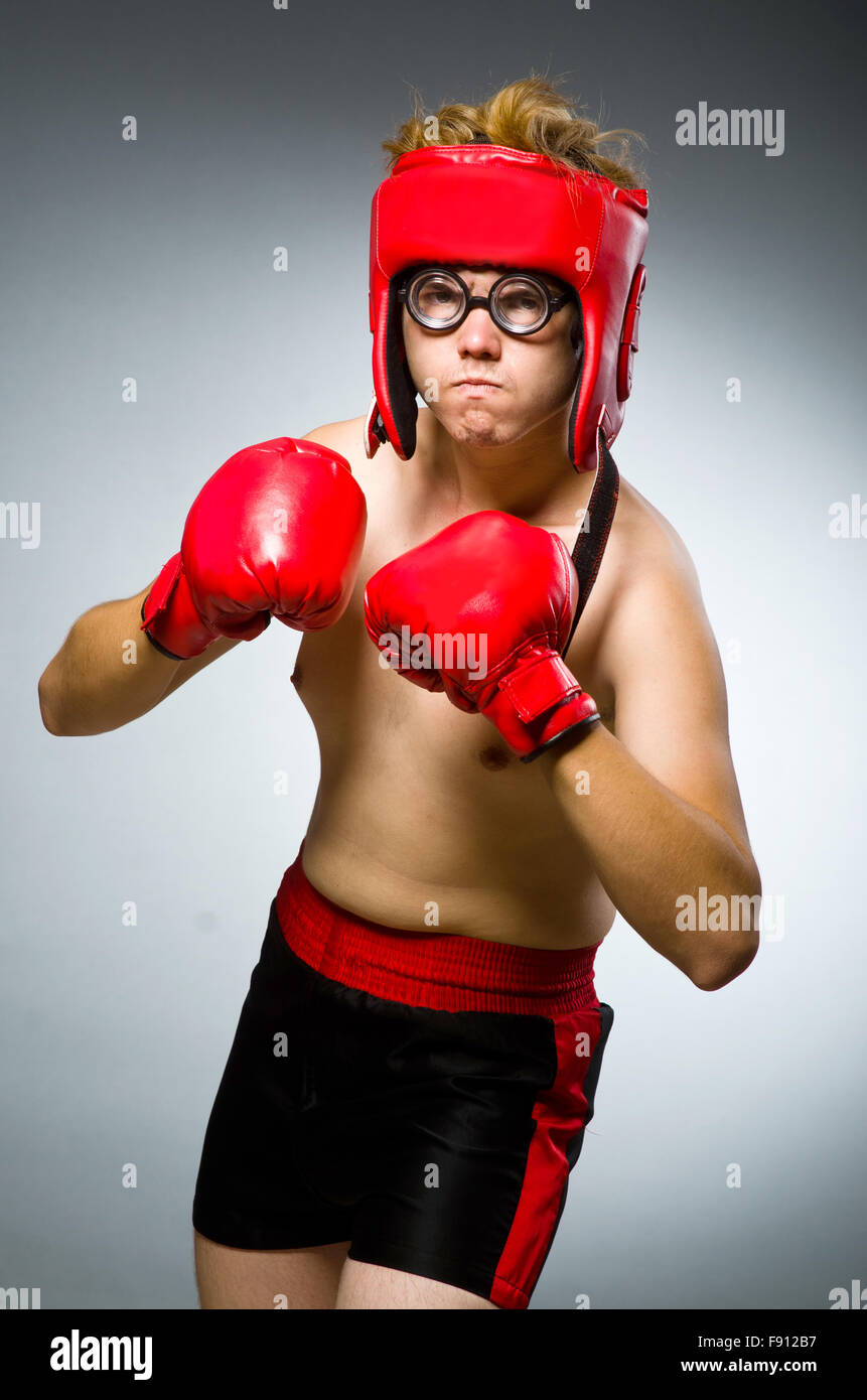 Funny boxer against dark background Stock Photo - Alamy