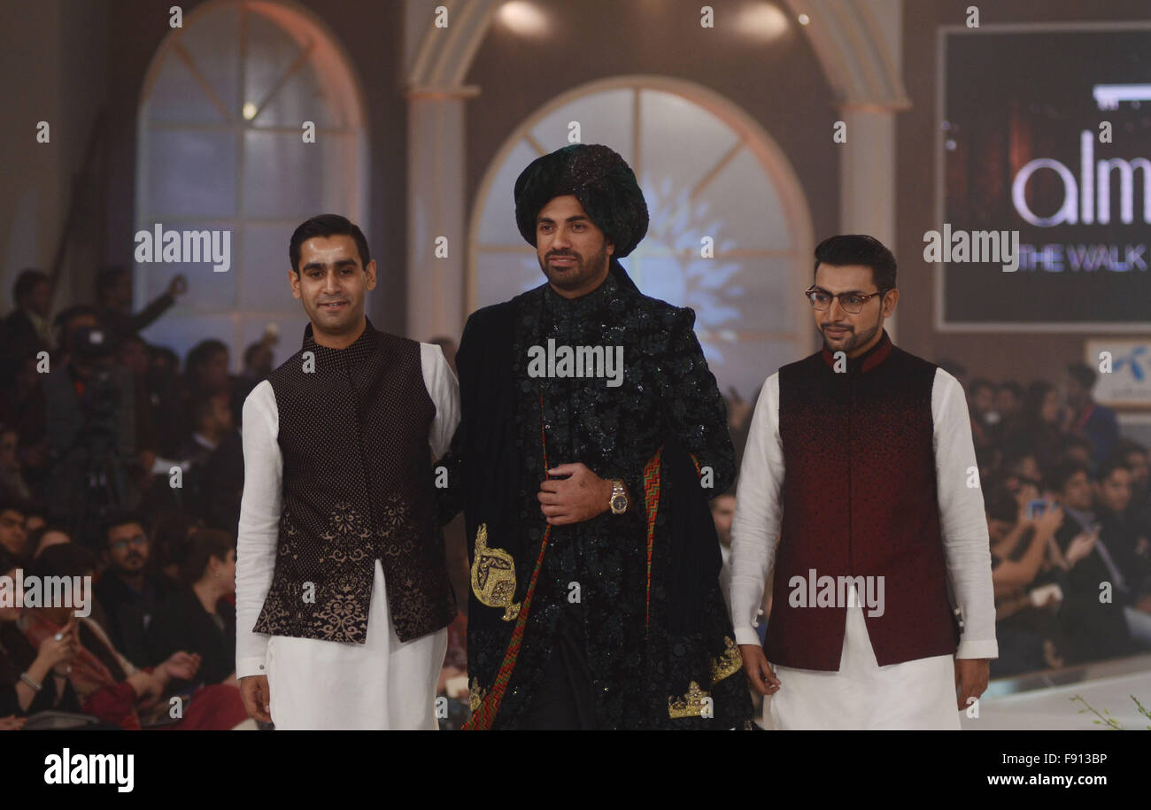 Pakistani models present creations of famous designer Almirah on the